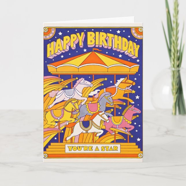 Birthday Carousel Letterpress Card (Front)