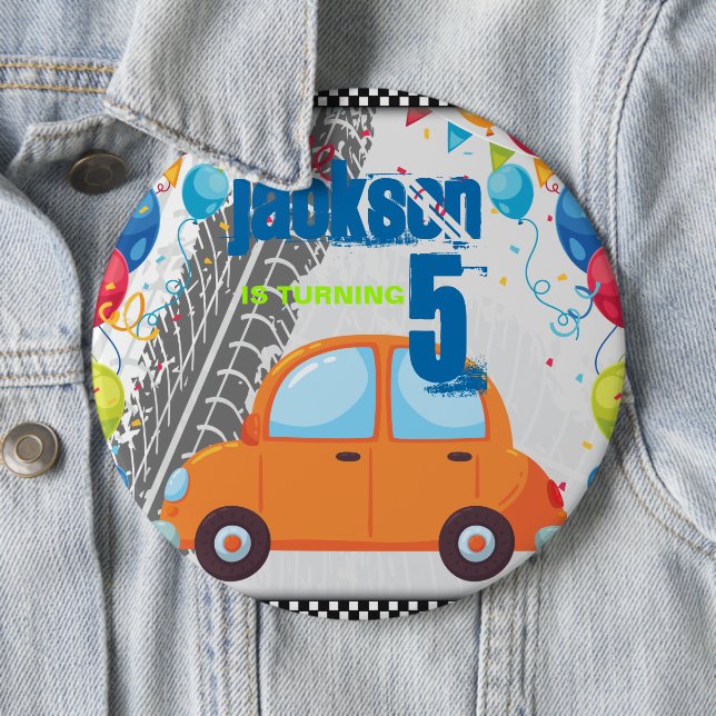Birthday Cars and tracks design 6 Cm Round Badge (In Situ)