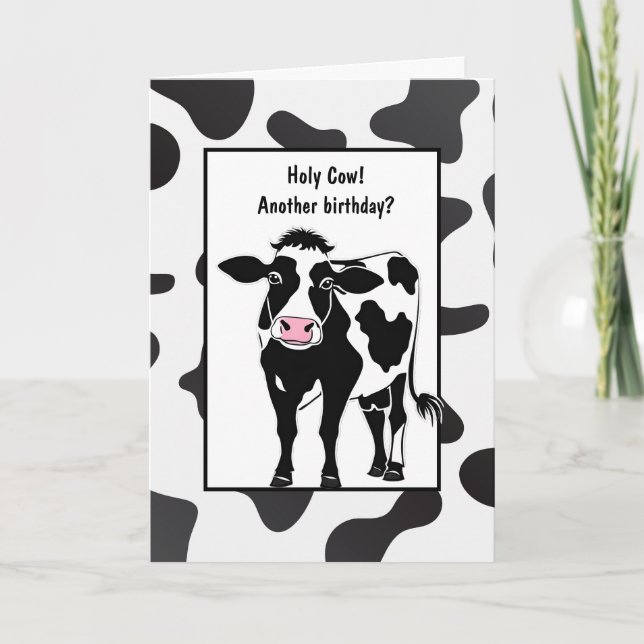 Birthday Cartoon Cow  Card (Front)