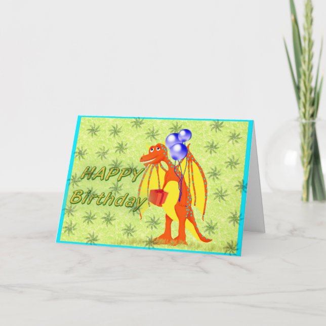Birthday Cartoon Dragon Card (Front)