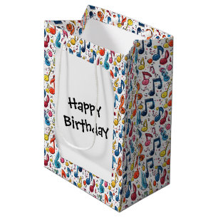 Birthday Cartoon Musical Notes Medium Gift Bag