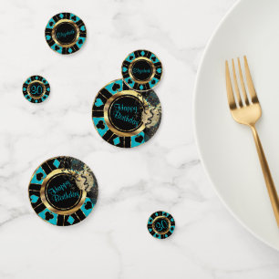 Birthday Casino Poker Chip - Teal Confetti
