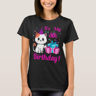 Birthday cat 8 years old Kitten kitty 8th Birthday T-Shirt