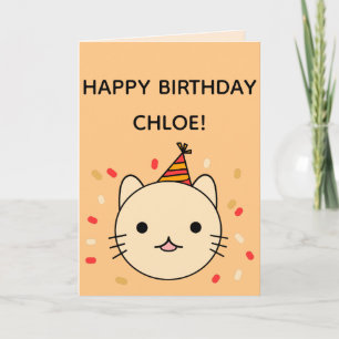 Birthday Cat Beige Cat Happy Birthday Folded Card