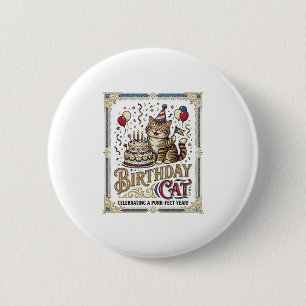 Birthday Cat Cat Birthday Age Vintage Vector Art S 6 Cm Round Badge