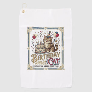 Birthday Cat Cat Birthday Age Vintage Vector Art S Golf Towel