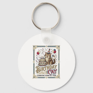 Birthday Cat Cat Birthday Age Vintage Vector Art S Key Ring