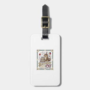Birthday Cat Cat Birthday Age Vintage Vector Art S Luggage Tag