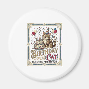 Birthday Cat Cat Birthday Age Vintage Vector Art S Magnet