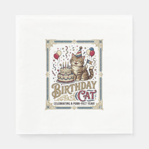 Birthday Cat Cat Birthday Age Vintage Vector Art S Napkin