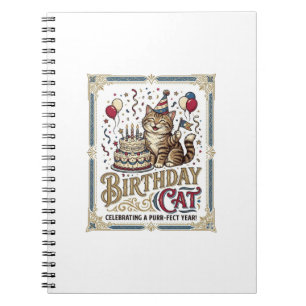 Birthday Cat Cat Birthday Age Vintage Vector Art S Notebook