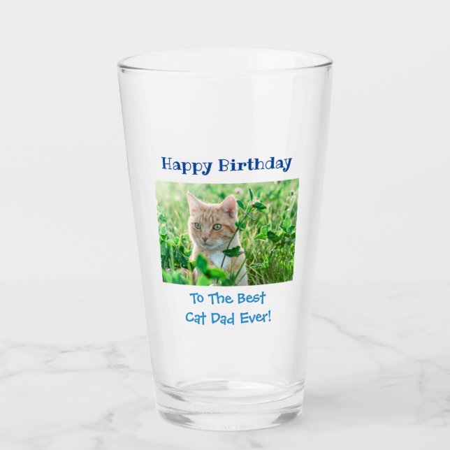 Birthday Cat Dad World's Best Ever Pet Photo Glass (Front)