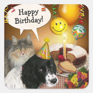 Birthday Cat & Dog (customisable) Sticker 