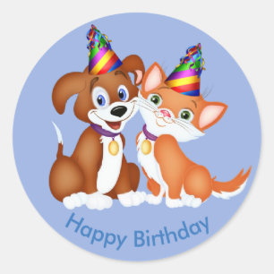 Birthday Cat & Dog Stickers