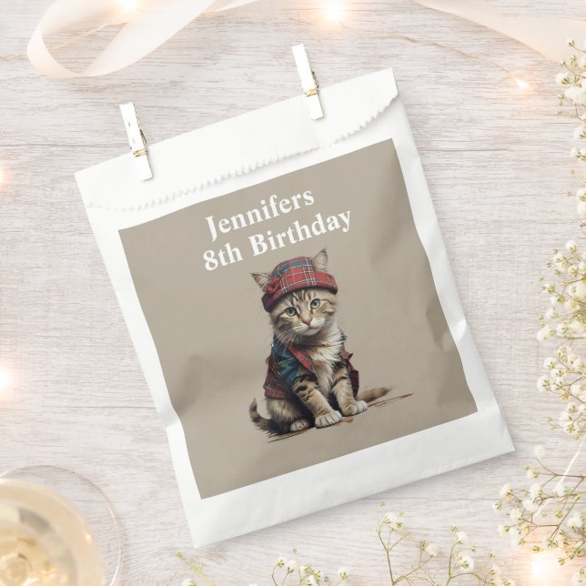 birthday cat in scottish Disguise  Favour Bags (Clipped)