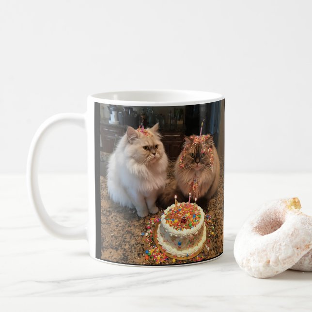 Birthday Cat Mug Let’s Celebrate with a Cute Kitty (With Donut)