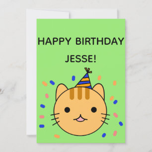 Birthday Cat    Orange Cat Happy Birthday Flat Card