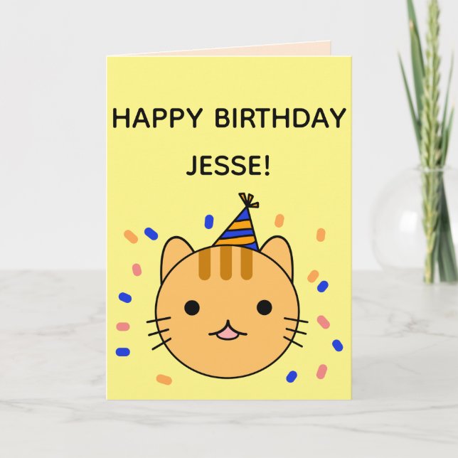 Birthday Cat | Orange Cat Happy Birthday Folded Card (Front)