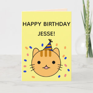 Birthday Cat Orange Cat Happy Birthday Folded Card