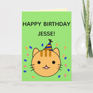 Birthday Cat Orange Cat Happy Birthday Folded Card