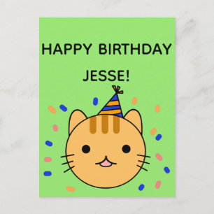 Birthday Cat Orange Cat Happy Birthday Greeting Postcard