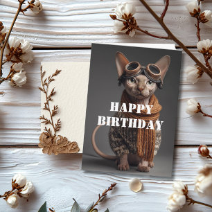 Birthday Cat Pilot Aviator Cool Funny Aviation Card