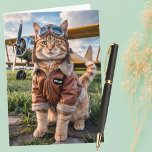 Birthday Cat Pilot Photo & Aeroplane Funny Aviatio Card<br><div class="desc">Celebrate another trip around the sun with this hilarious cat pilot birthday card that’s guaranteed to take laughs to cruising altitude! Featuring a confident cat dressed as a vintage pilot — complete with flight jacket, goggles, helmet, and a bold “Top Cat” name tag — this card brings just the right...</div>