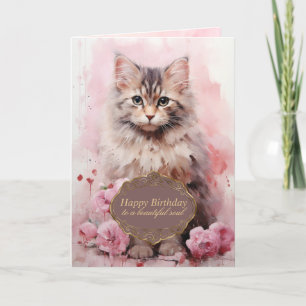 Birthday Cat Pink Beautiful Soul Holiday Card