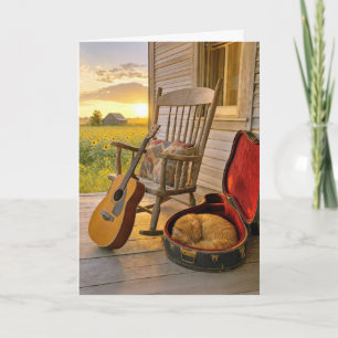 Birthday Cat Sleeping in a Guitar Case Card