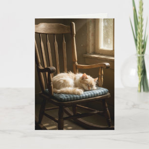 Birthday Cat Sleeping On a Rocking Chair Card