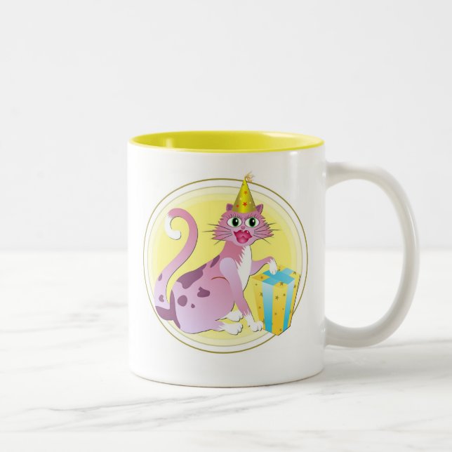 Birthday Cat Two-Tone Coffee Mug (Right)