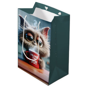 Birthday Cat With Fun Text On a Coffee Mug Medium Gift Bag