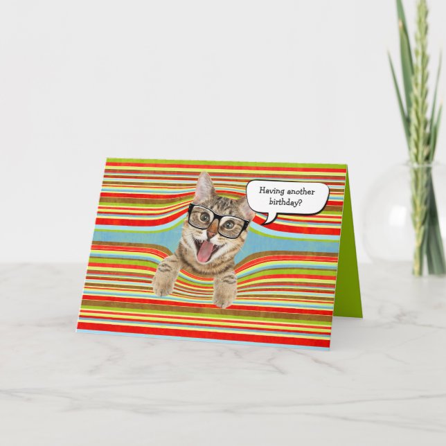 Birthday cat with glasses card (Front)