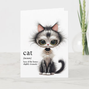 Birthday Cat With Pearl Necklace Card