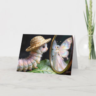 Birthday Caterpillar Staring at a Fairy Butterfly Card
