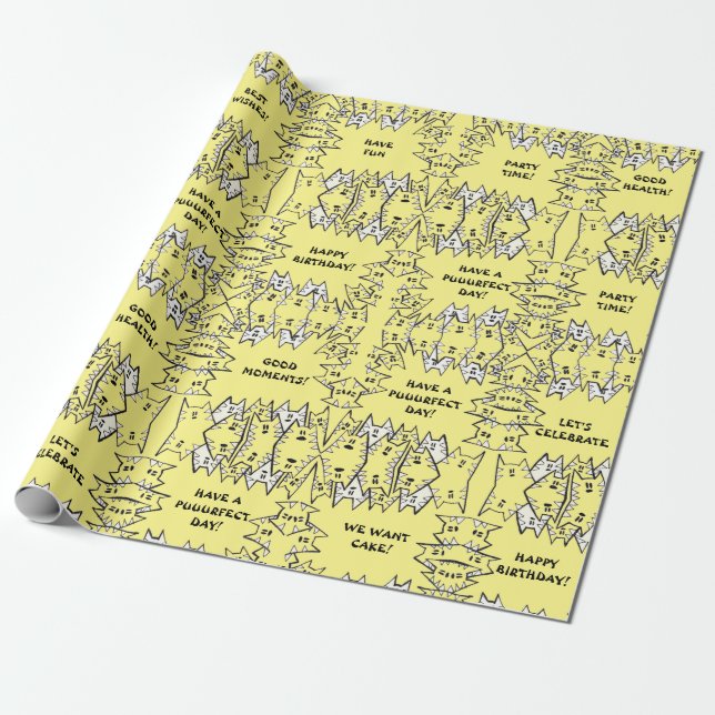 Birthday Cats Wrapping Paper (Unrolled)