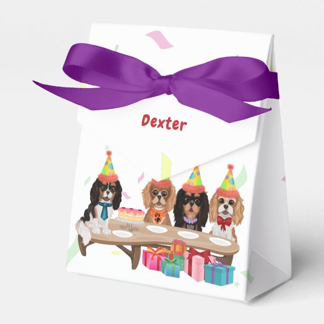 Birthday Cavalier King Charles Spaniel   Favour Box (Front Side)