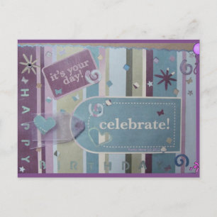 Birthday Celebrate Blue Beach Song™ Postcard