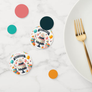 Birthday Celebration Cake & Balloons Confetti