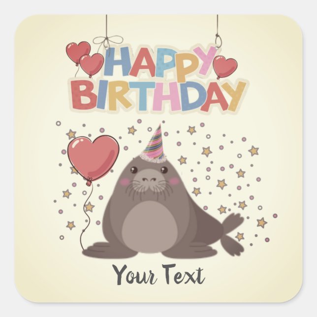 Birthday Celebration Colourful Seal Custom  (Front)