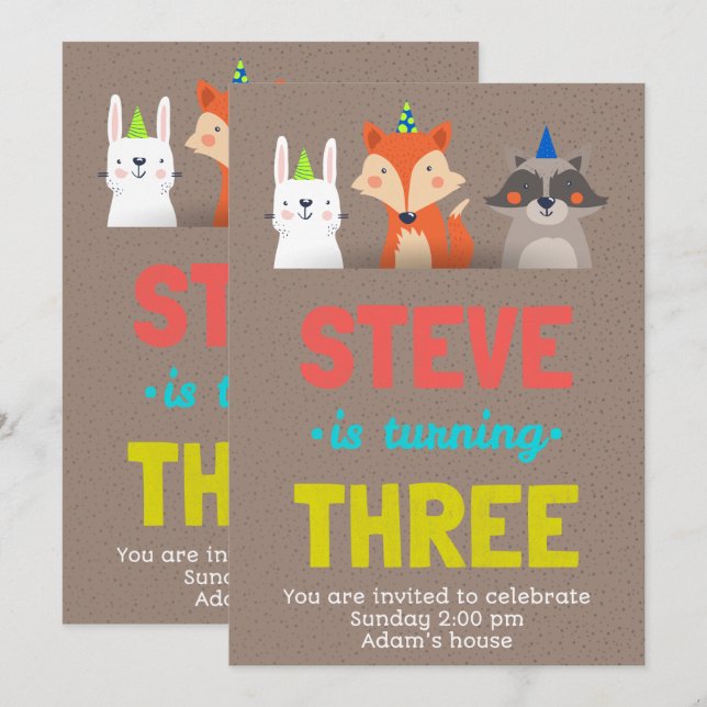 Birthday Celebration Cute Animals Card Art (Front/Back)