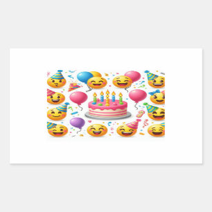 Birthday Celebration Emoji Set Rectangular Sticker
