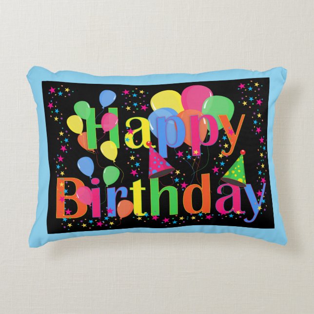 Birthday Celebration. It's party time! Decorative Cushion (Front)