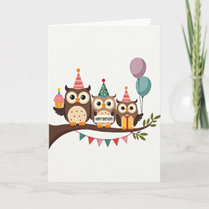 Birthday Celebration Owls Card