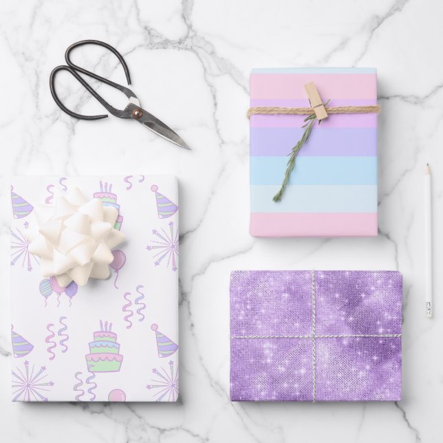 Birthday Celebration Patterns Rainbow ID722 Wrapping Paper Sheet (Front)