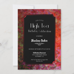 Birthday Celebration Red and Black High Tea Invitation