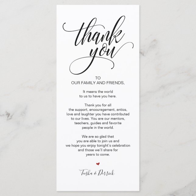 Birthday Celebration Thank you Place Setting Card (Front)