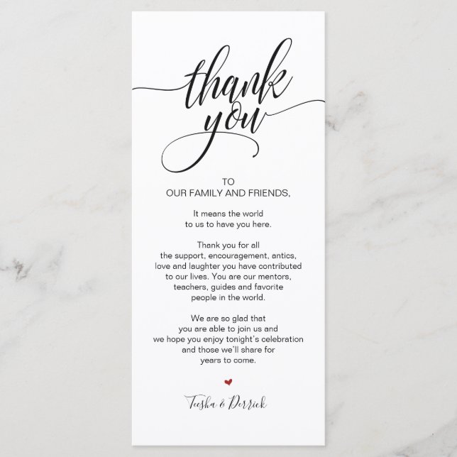 Birthday Celebration Thank you Place Setting Card (Front)