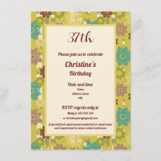 Birthday Celebration Urban Floral Pattern Invitation