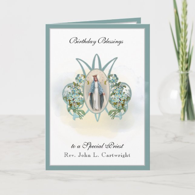Birthday Celebration Virgin Mary Elegant Religious Card (Front)